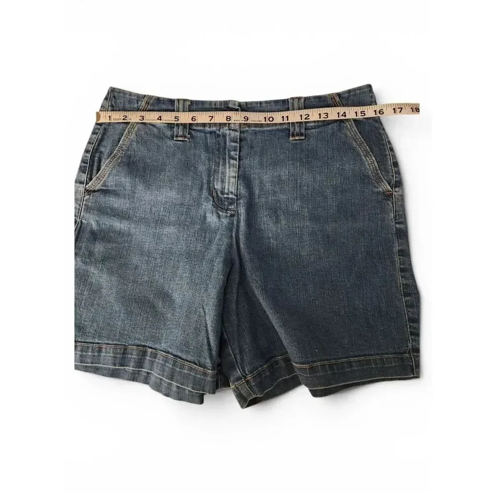 Talbots Petites Stretch High-Rise Denim Shorts Dark Blue Size 10P